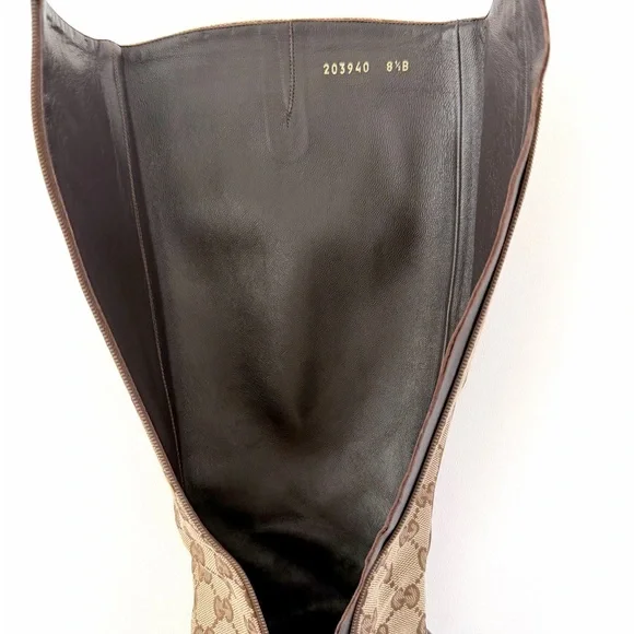 GUCCI || Vintage GG Canvas Knee High Heeled Boots Brown Monogram US 8.5 - Picture 13 of 16